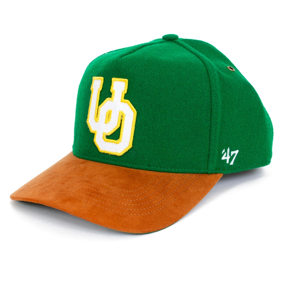 Interlocking UO, Green, Curved Bill, Polyester Blend, Accessories, Unisex, Brand 47, Suede, Golden Age, Hitch, Adjustable, Hat, 925215
